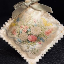 Vintage Mary Chess Floral Silk Sachet Ribbon Bow Mid Century Vanity Decor picture
