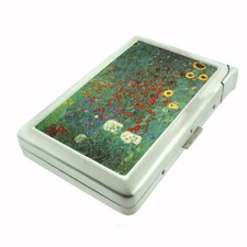 Vintage Wild Flowers 100's Size Cigarette Case with built in lighter Wallet picture
