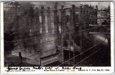 Antique 1906 Postcard Oneonta Department Store Fire Wilber Block in Flames NY picture