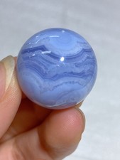 Blue Lace Agate Sphere 25mm, Natural Banded Blue Agate Crystal Mini Sphere picture
