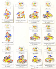 1996 Enid Blyton's Noddy, Big Ears & Friends, 5 Brooches 6 Magnets Wooden Shapes picture