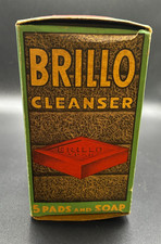 Vintage 1930s Brillo Cleanser Box Unopened NOS 5 Pads Soap Kitchen Advertising picture
