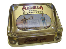 ABDULLA CIGARETTES Old Tobacco Ad ROG Glass Change Receiver Tray Cigar Sign Card picture