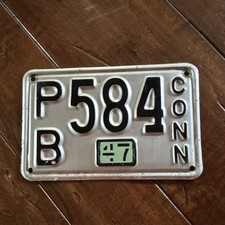 Original 1947 Connecticut Collectible License Plate with Stencil Tab picture
