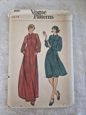 Vintage 70s Vogue 9081 Tent Dress Head Scarf Pattern Size 14 Uncut FF Boho picture