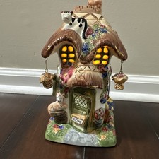 The Lights Of Cobblestone Village Thached Cottage Hand Painted Candleholder picture