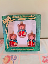 New Vintage Bradford Hand Decorated Glass Bear Ornaments 🎄 Christmas Trimmeries picture