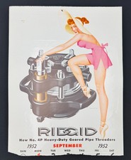 1952 George Petty RIDGID Tools Pin Up Calendar Original Vintage 14x11.75 picture