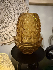 Vintage Fenton Amber Hobnail 2 piece Fairy Lamp picture