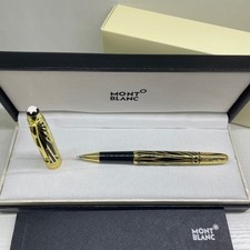 New Montblanc Meisterstuck 163 Rollerball Pen Black Gold Metal Trim w/ Gift Box picture