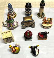VTG Estate Lot of 11 Assorted Hinged Porcelain Resin Trinket Treasure Boxes, EX picture