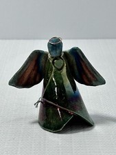 Raku Spirit Angel Christmas Tree Ornament Turquoise Signed picture