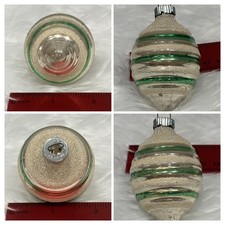 Vintage Shiny Brite Striped Teardrop Ornament with White Mica picture