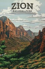 Zion National Park Utah, Mountains etc., 15th NP Est. 1919 UT -- Modern Postcard picture