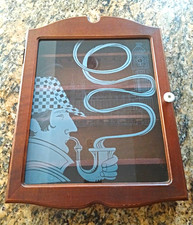 Vintage Sherlock Holmes Etched Glass Tobacco Pipe Cabinet. picture