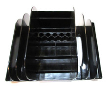 Vintage 1980's Black Acrylic Plastic Desktop Organizer Pen Letter misc Holder picture