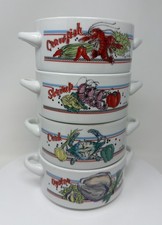 Vintage 1986 Cajun Classics Seafood Chowder Gumbo Soup Bowl Set of 4 Crawfish picture