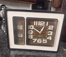 Vintage Westclox MCM Electric Clock Flip Day Date Calendar Retro 1970s WORKS picture