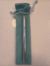 Tiffany & Co T-Clip Ballpoint Pen Silver Tone Retractable Luxury - Dry Ink picture