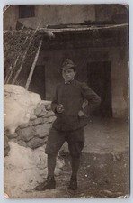 Antique Italy Alpini Soldier Standing in Snow Outdoor RPPC picture
