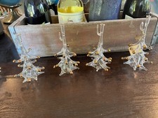 VIETRI ITALY GLASS CHRISTMAS TREE with GOLD BALLS SET 4 PLACE CARD HOLDERS NEW picture