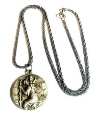 925 STERLING SILVER CHAIN & 800 SILVER JOSEPH & JESUS NECKLACE PENDANT CHAIN 18” picture
