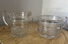 Duncan&Miller Glass Thread Band#83(Tavern)Sugar& Creamer EAPG ca1906-1920Antique picture