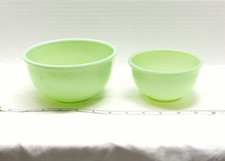 Fire-King Ware Jadeite Green Glass Round Mixing Bowl Set 2 Bowls picture