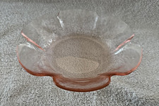 Vintage Pink Depression Glass Flower Shape Bowl 9” Diameter MCM 1930s MCM picture