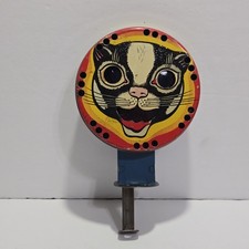 Vintage Tin Litho Black Cat Halloween Plunger Cat's Meow Sparkler Noisemaker picture