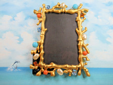 Vintage KENNETH JAY LANE Coral Turquoise Pearl Gemstone Frame Beach, Coastal FAB picture