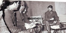Iraq. Reprinted photo of Saddam in a visit to troops, Iraqi-Irani war era 1980s picture