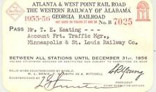 1955-56 Atlanta & West Point Railroad pass - Minneapolis & St Louis Railway picture