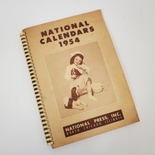 Vintage 1954 National Press Sample Calendar Booklet Spiral Bound Advertising picture