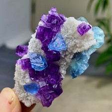 25G Natural beautiful blue purple window frame cubic fluorite mineral crystal* picture