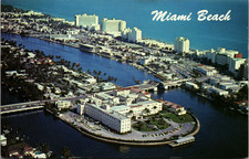 Vintage Miami Beach FL Aerial View Hotel Row St. Francis Hospital Postcard picture