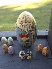 Vtg. Terry’s Village Noah’s Ark Nesting Doll Set 9pc Noah~Animal Eggs Biblical  picture