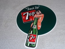 VINTAGE FRESH UP 7 SEVEN UP WOMAN & BOTTLE 12