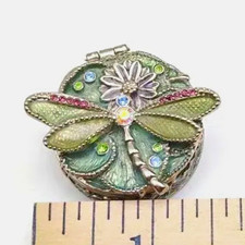 Vintage Monet Jeweled Enamel Dragonfly Trinket/Pill Box picture