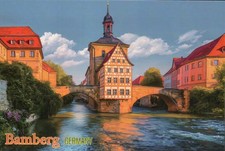 Bamberg Bavaria Germany Europe, Regnitz River, Obere Brücke --- Modern Postcard picture