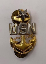 Vintage US Navy Senior Chief Petty Officer Anchor Pin Sterling Marked E8 SCPO picture