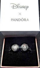 Pandora Mickey and Minnie Mouse Disney Clips w/ Pave CZs Set Of 2 With Box picture