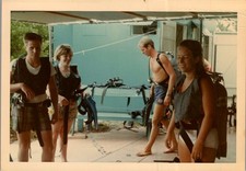 1970s Scuba Divers YMCA Patch Cinderblock Wall Dive Shop Snapshot Florida picture