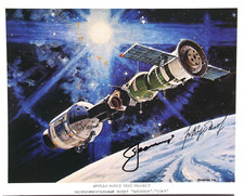 Soviet Soyuz Crew 1975 Apollo-Soyuz Leonov & Kubasov +1 Signed Litho Zarelli picture