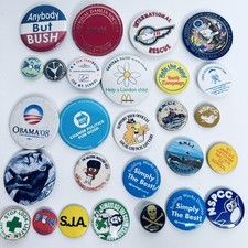 Vintage Charity Campaign Pin Badges Job Lot x27 NSPCC RNLI Obama 2008 Pinback 27 picture