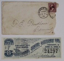 Louisiana State Lottery Ticket 1890 New Orleans 40th Class F one dollar 1890 picture