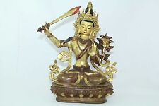 Brass Metal Goddess Tara Tibetian Figure, Pure Gold Leaf Work on Face  picture