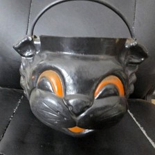 vintage Empire plastic black cat trick or treat pail picture