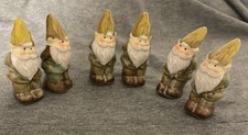 3 Pairs Set Of 6 Vintage Ceramic Gnome Salt And Pepper Shakers 2.5” MCM picture