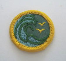 Vintage Girl Scout Cadette 1963-74 SWIMMER BADGE Patch Gauze Back picture